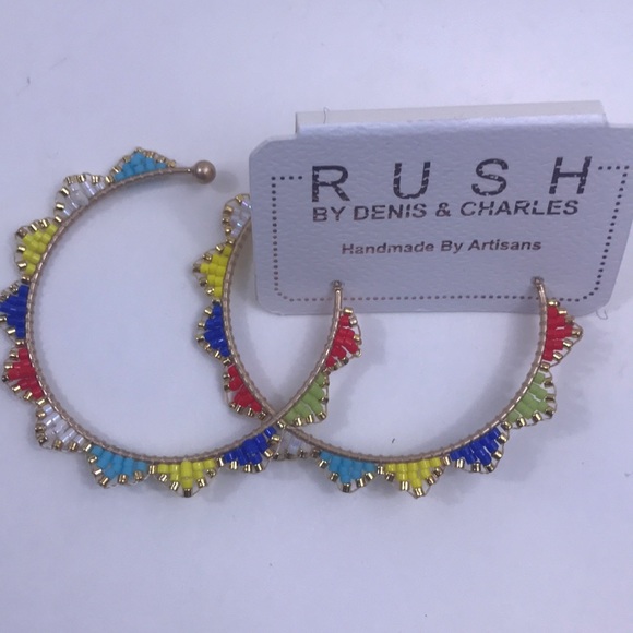 Beaded hoop earrings, NWT - Picture 3 of 5